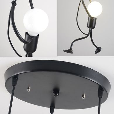 Loft, lampa sufitowa LED typ. I, ludzik, humanoid, czarna