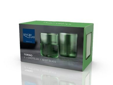 Lyngby Glas, Torino, kieliszki do wódki, zielone, 55 ml, 2 szt.