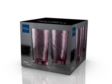 Lyngby Glas, Vienna, szklanki wysokie, fioletowe, 400 ml, 4 szt.