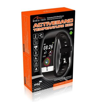Media-tech, Smartband, opaska Bluetooth, pomiar temperatury, EKG, ciśnienia krwi oraz pulsu i innych parametrów, MT865
