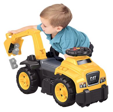 Mega Bloks, Koparka CAT, jeździk z klockami, 11 elementów