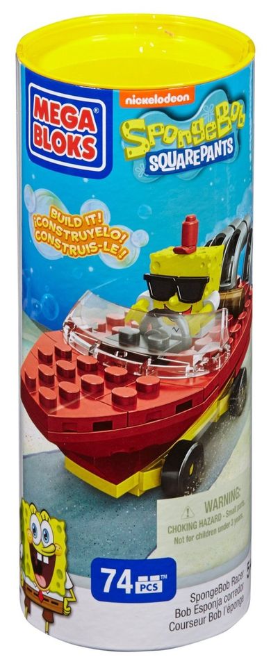Mega Bloks, SpongeBob rajdowiec, tuba z klockami, 74 elementy