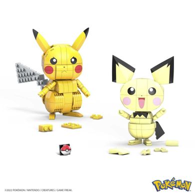 MEGA Pokemon, Pikachu, Trio Ewolucja 3-pak, Pokemony do zbudowania, zestaw klocków, 621 elementów