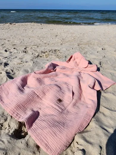 MimiNu, ponczo plażowe, szybkoschnące, rozmiar 1-4, muślin, pudrowy róż