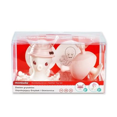 Mombella, Mushroom & Ośmiornica, zestaw gryzaków, różowy