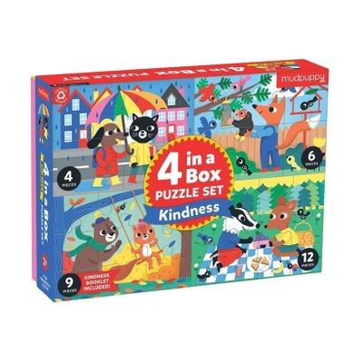 Mudpuppy, puzzle progresywne, Życzliwość, 4, 6, 9 i 12 elementów