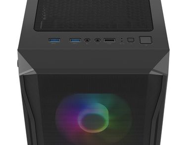 Natec, Fury Shobo SH4F RGB Midi Tower, obudowa komputerowa z oknem, czarna