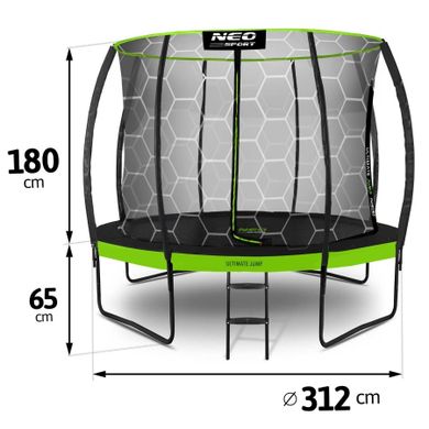 Neo-Sport, trampolina ogrodowa profilowana, z siatką wewnętrzną, 312 cm