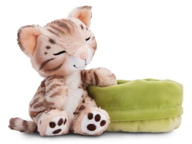 Nici, maskotka, kot bengalski śpiący w koszyku, 12 cm