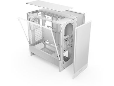 Nzxt, H5 Flow RGB Midi Tower, obudowa komputerowa z oknem, biała