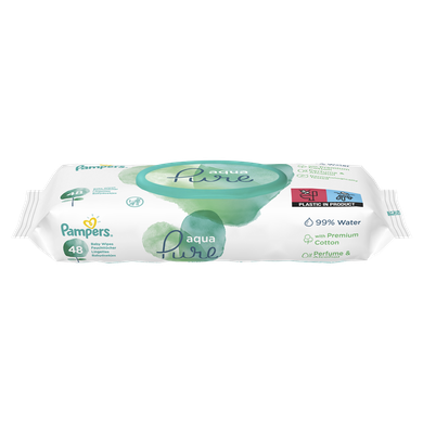 Pampers, Aqua Pure, chusteczki nawilżane, 1-48 szt.