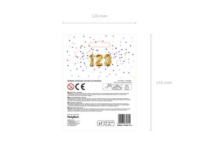 PartyDeco, balon foliowy, w kształcie cyfry 7, złoty, 35 cm