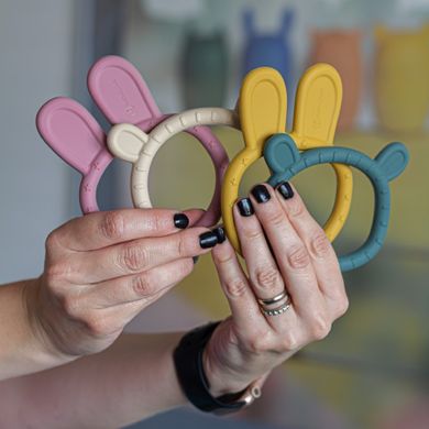 Petite&Mars, Bunny, silikonowy gryzak, Dusty Rose, 0m+