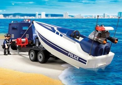 Playmobil, City Action, City Action, Pojazd terenowy policji z motorówką, 5187