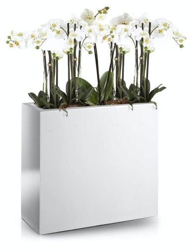 Polnix, prostokątna donica z włókna szklanego, 50-20 cm, biała