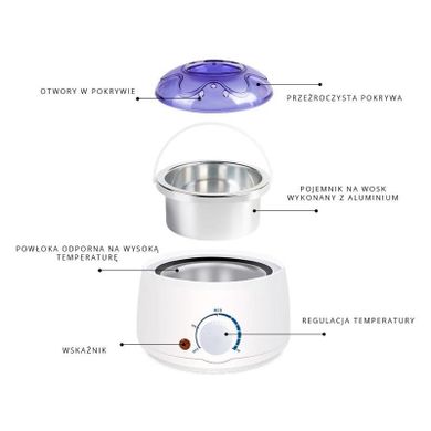 Pro Wax 100W, podgrzewacz do wosku, wosk, patyczki, błękitny