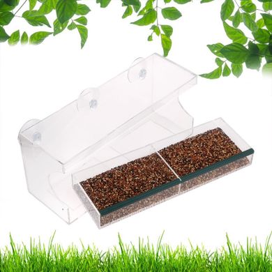 Przezroczysty karmnik dla ptaków na szybę, 30×10-14 cm