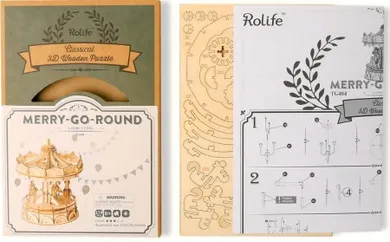 Robotime, Karuzela, drewniane puzzle 3D, 174 elementy