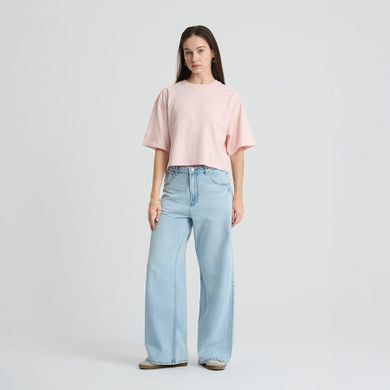 Różowy t-shirt o kroju cropp boxy NOWEAR