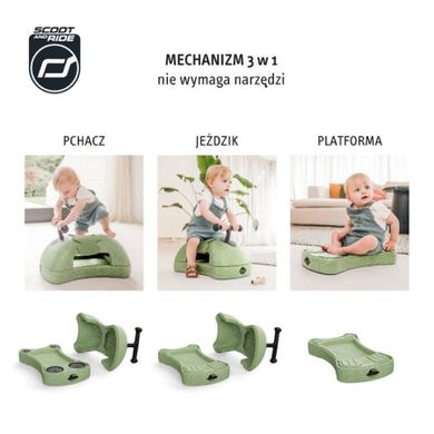 Scoot & Ride, My First, ewolucyjny jeździk, pchacz, 3w1, Olive, 6 m+