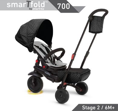 Smart Trike, Folding Trike 700 8w1, składany rowerek z funkcją spacerówki, czarny