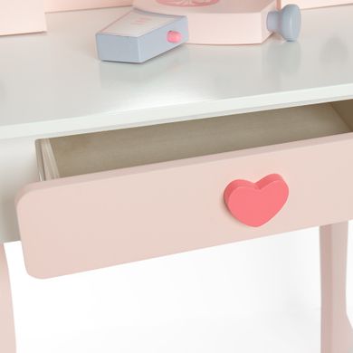 Smiki, drewniana toaletka LED z taboretem i akcesoriami