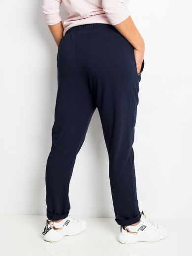 Spodnie dresowe damskie, plus size, granatowe, Relevance