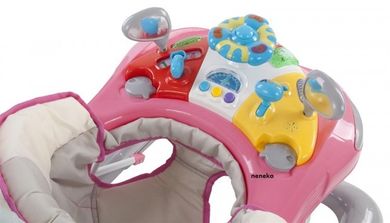 Sun Baby, chodzik z kierownicą i popychaczem, różowo-szary