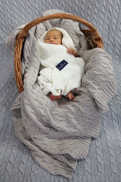 Texpol, Scandi, kocyk bawełniany, 80-100 cm, ciemno-szary