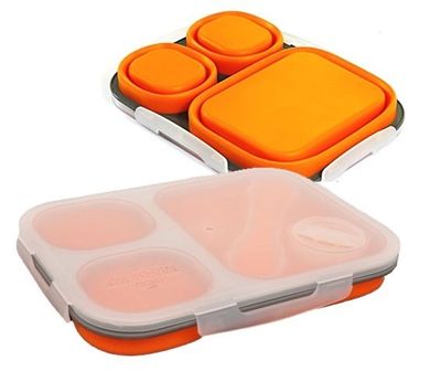 Tiross, lunchbox silikonowy, 3-komorowy