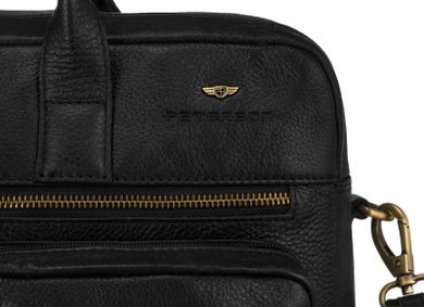 Torba na laptopa, czarna, skórzana, Peterson