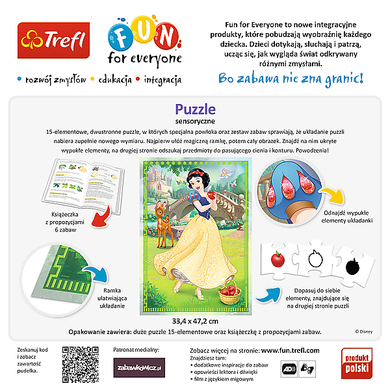 Trefl, For Fun Everyone, Królewna Śnieżka, puzzle sensoryczne, 15 elementów