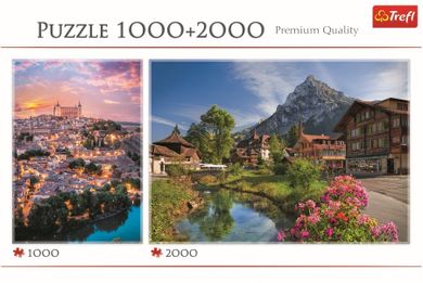 Trefl, Toledo + Alpy Latem, puzzle 2w1, 1000+2000 elementów