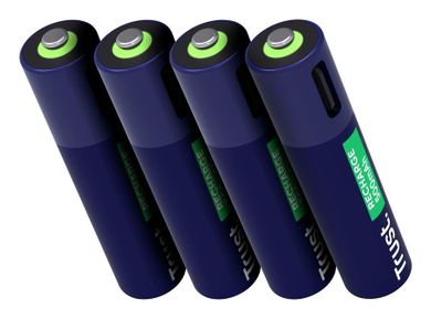 Trust, USB-C Rechargeable Batteries, baterie AAA, 4 szt.