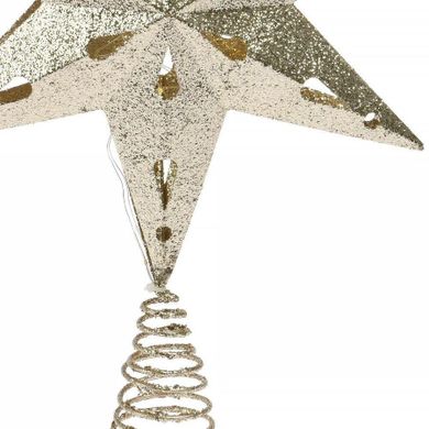 Vilde, czubek na choinkę, świecący, gwiazda, złota brokatowa, 33 cm, 10 led