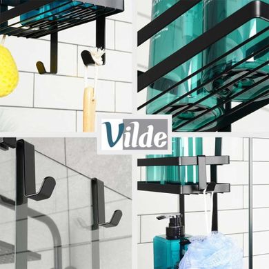 Vilde, półka zawieszana do kabiny prysznicowej, czarna