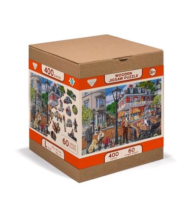 Wooden.City, drewniane puzzle z figurkami, Ulica w Centrum, 400 elementów