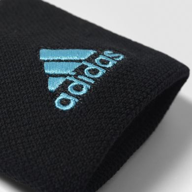 Adidas, opaska tenisowa na nadgarstek, błękitna i czarna