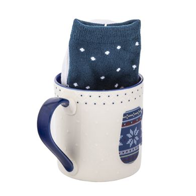 Altom Design, zestaw kubek świąteczny nbc, granatowy, 500 ml, ze skarpetkami, rozmiar 35-44