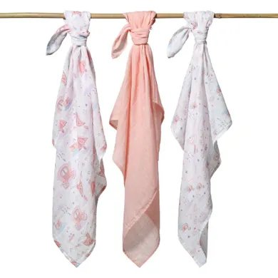 Babyono, Baletnice, pieluszka muślinowa, 70-70 cm, 3 szt.