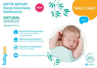 BabyOno, kocyk bambusowy, dzianinowy, niebieski, 75-100 cm