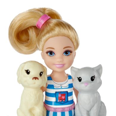 Barbie, Chelsea i pociąg ze zwierzakami, zestaw z lalką