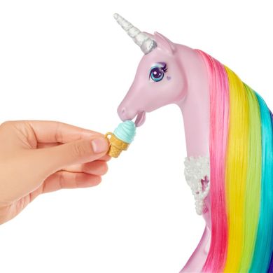 Barbie, Jednorożec Magia świateł, zestaw z lalką, światło i dźwięk