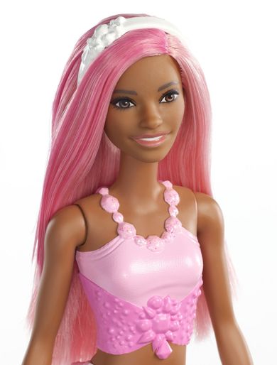 Barbie, lalka syrenka, różowe włosy