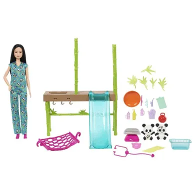 Barbie, Opieka nad pandami, zestaw do zabawy z lalką i akcesoriami