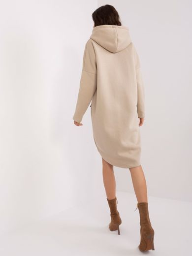 Bluza damska z kapturem, rozpinana, beżowa, Rue Paris