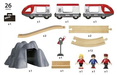 Brio World, Kolejka drewniana, zestaw startowy, 26 elemenów