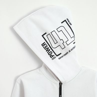 Cool Club, Bluza chłopięca z kapturem, rozpinana, biała