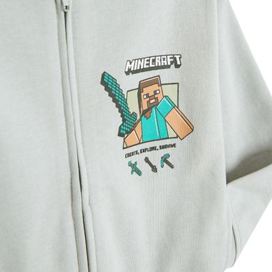Cool Club, Bluza chłopięca z kapturem, rozpinana, szara, Minecraft