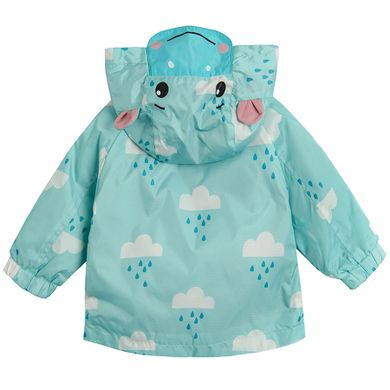 Cool Club, Kurtka wiosenna niemowlęca z kapturem, turkusowa, chmurki, Fisher-Price